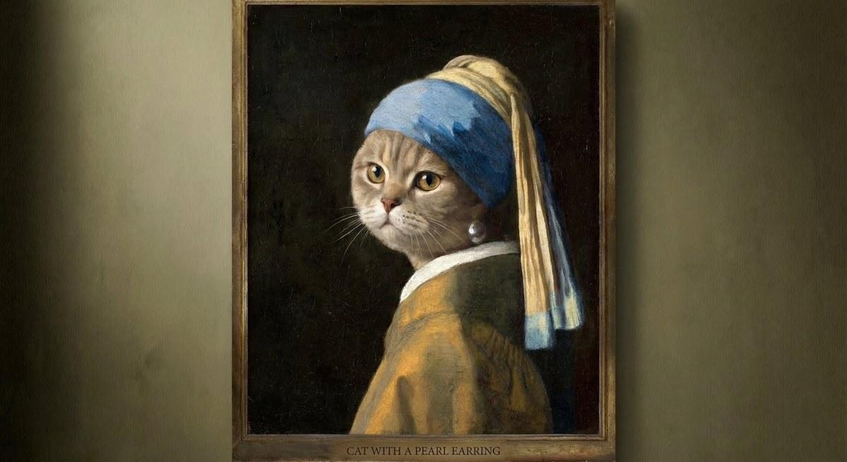 戴珍珠耳环的猫猫