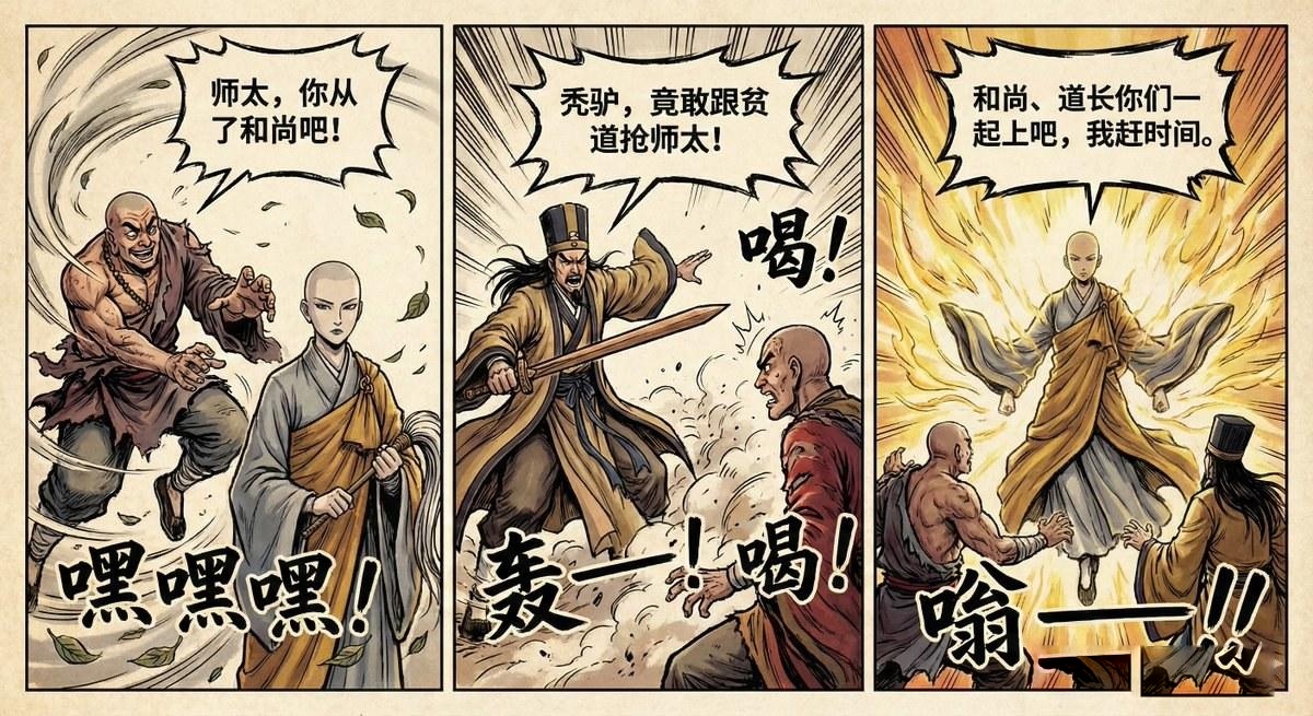 和尚道长师太三格漫画