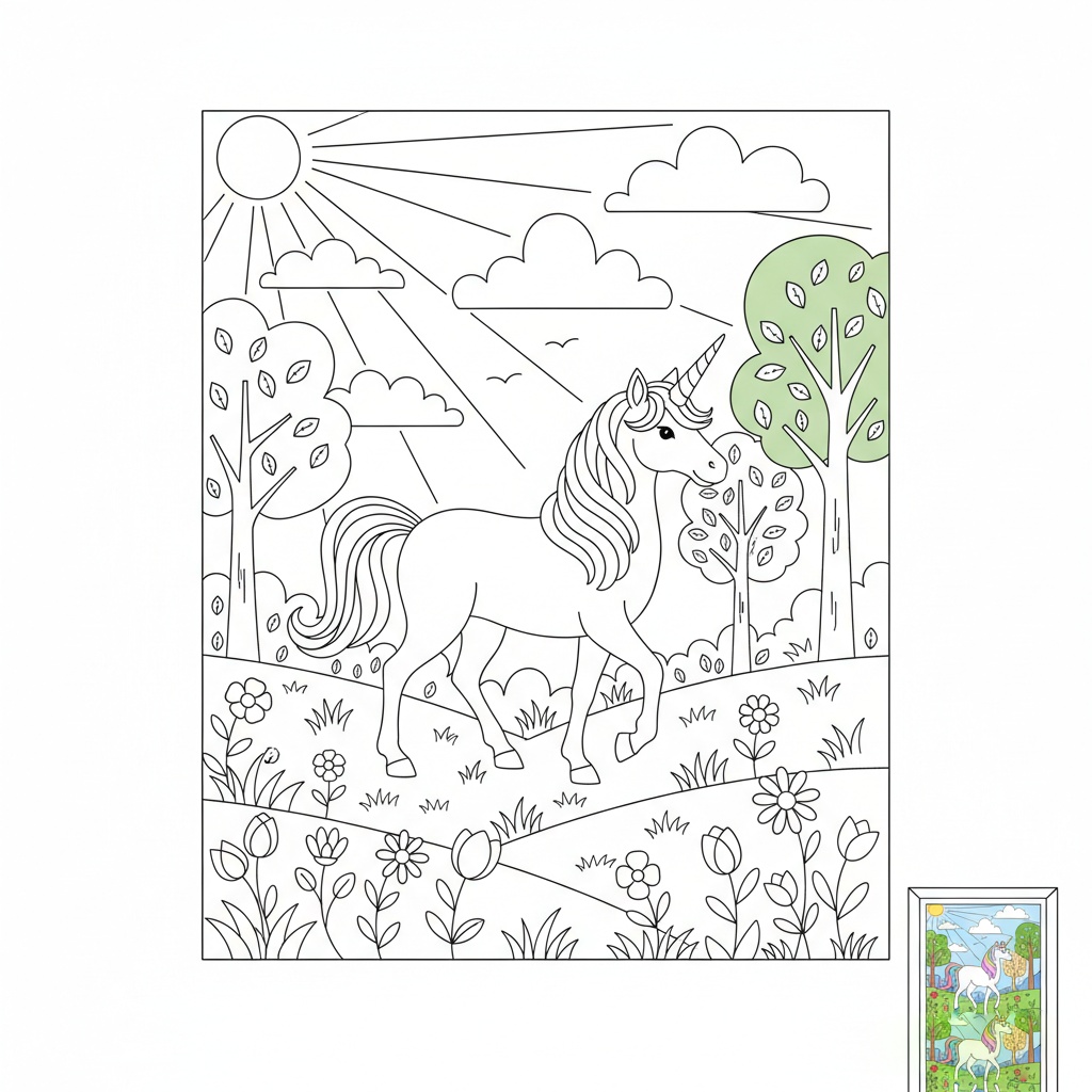 儿童涂色页插画