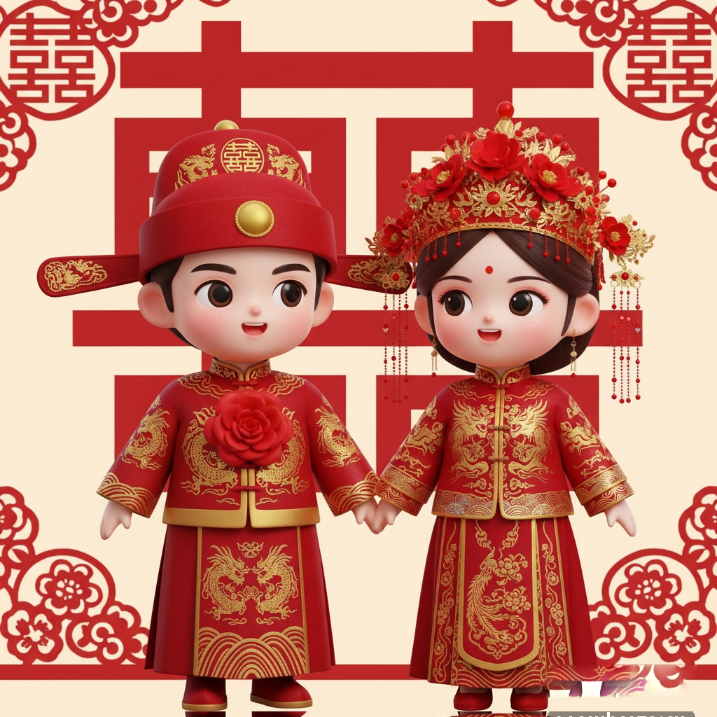 3D Q版中式婚礼图